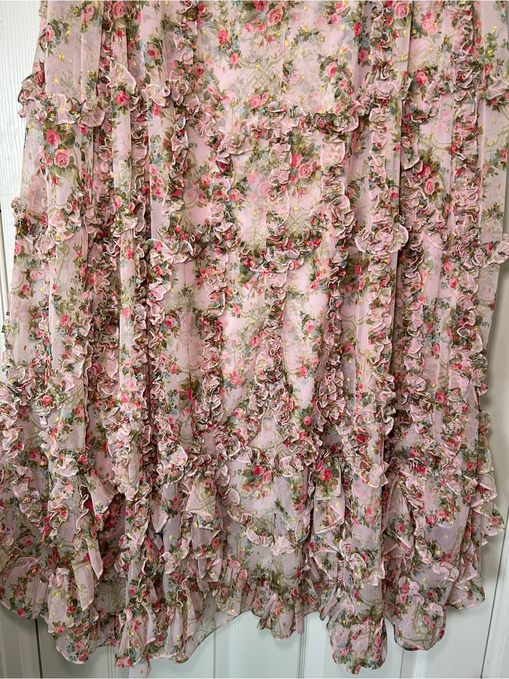 Pink Floral Formal Dress with Ruffles - Picture 7 of 8